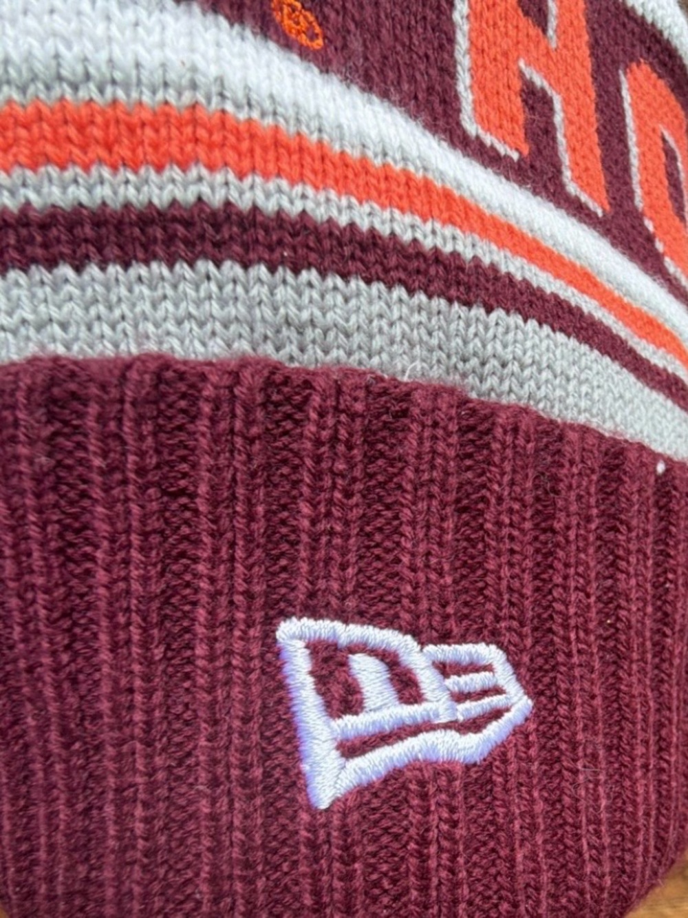 New! Virginia Tech Hokies New Era Bold Cuffed Knit Hat with Pom - Picture 3 of 6